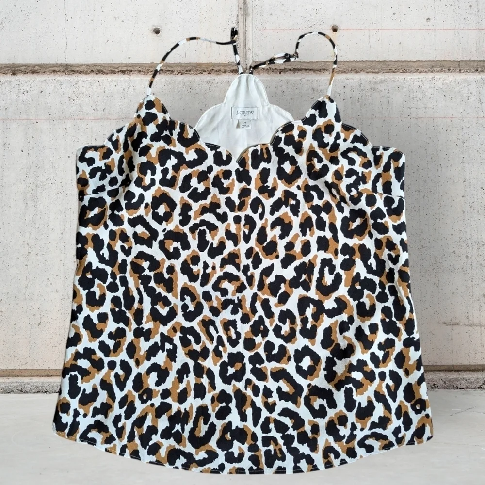 Like New J. Crew Animal Print Camisole - Black, Brown, and White Size 4